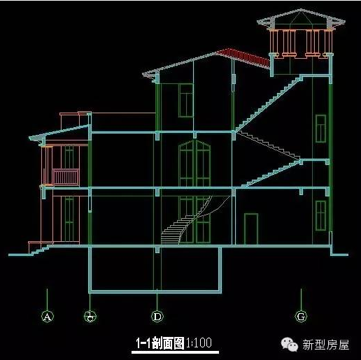 农村别墅剖面图