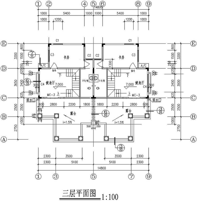 农村别墅三层平面图