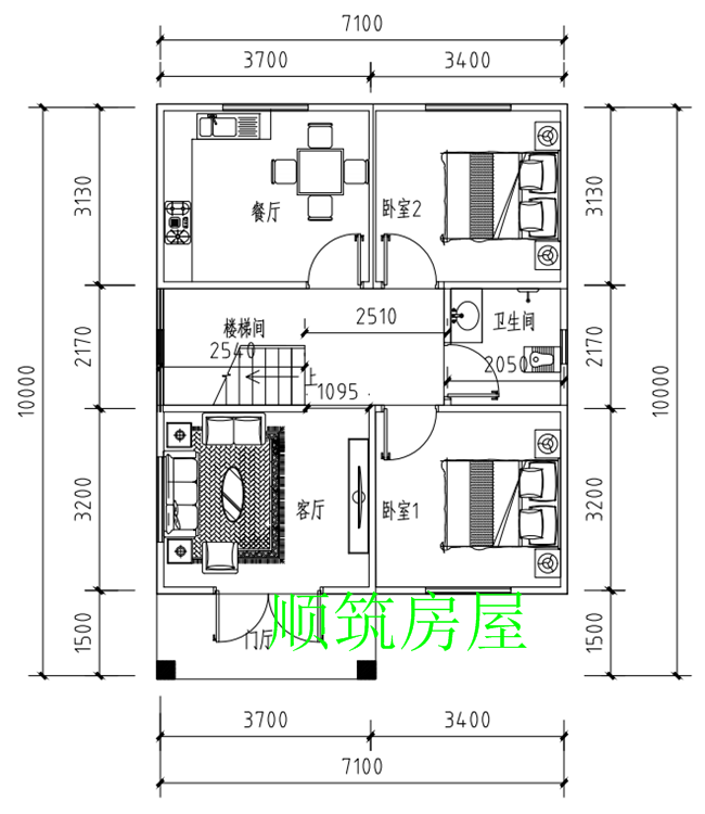 轻钢别墅一层平面图