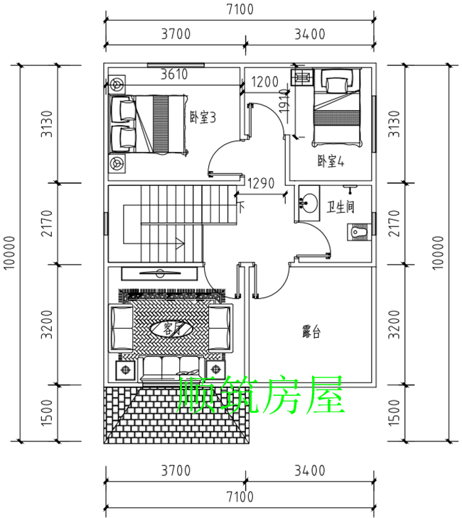 轻钢别墅二层平面图