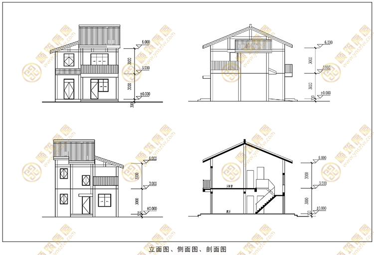 新农村自建房立面图剖面图